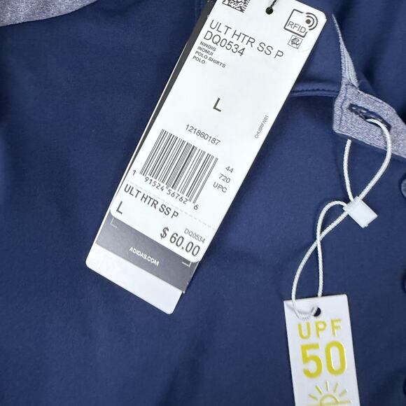 Adidas Polo Shirt Womens Large Navy Ultimate Heather UPF 50 Ritz Carlton - Picture 5 of 11